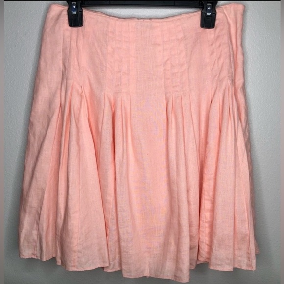🍑 LOFT Pleated Peachy Pink Linen Skirt - Picture 2 of 6